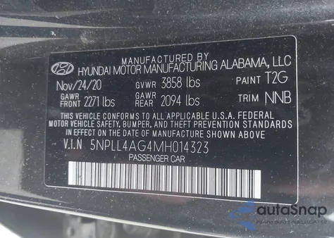 2021 Hyundai Elantra Se z USA, uszkodzony, nr VIN 5NPLL4AG4MH014323